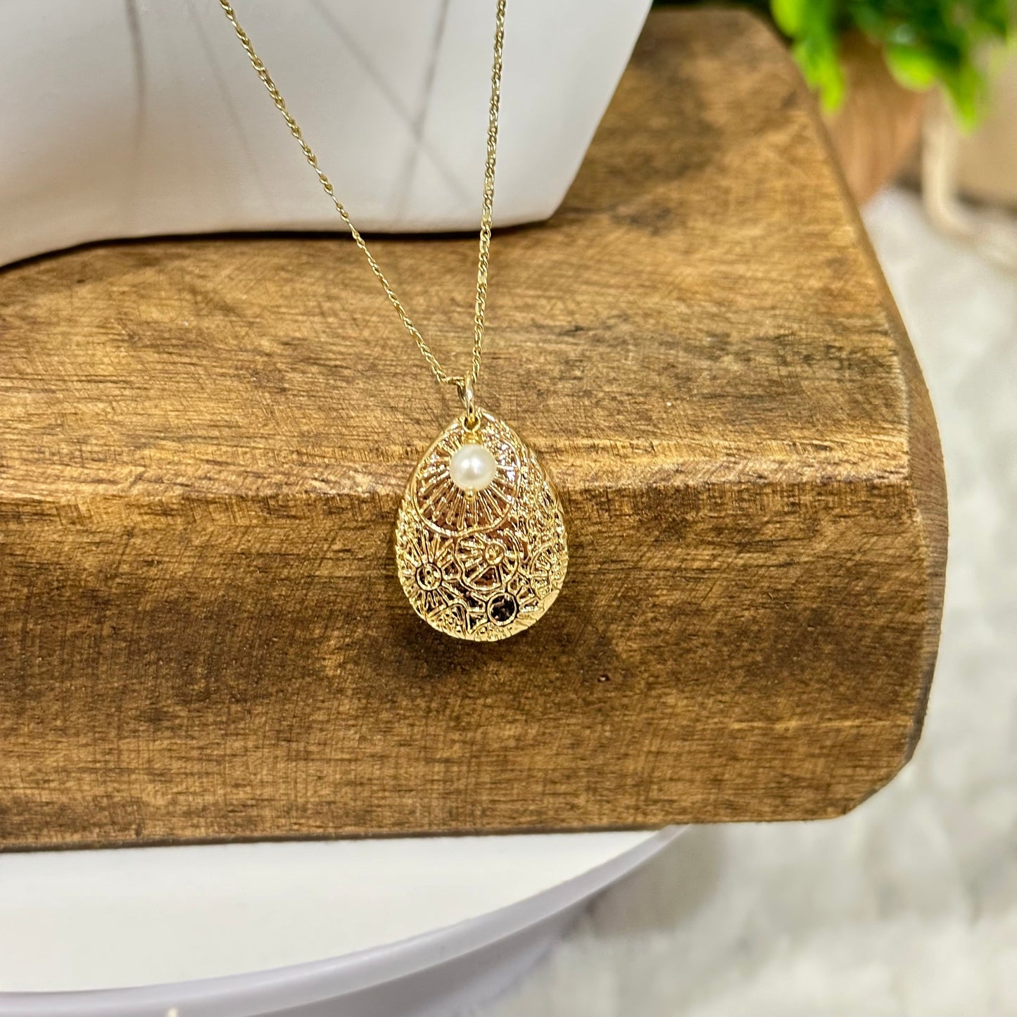 Marina teardrop parelketting