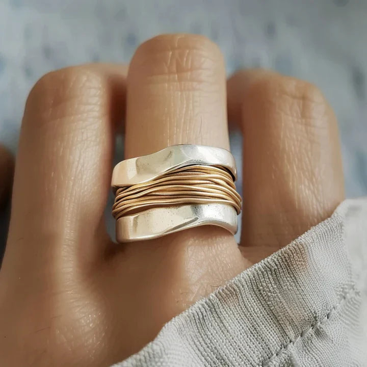 Zilveren Ring met Gouden Accenten - Solaira