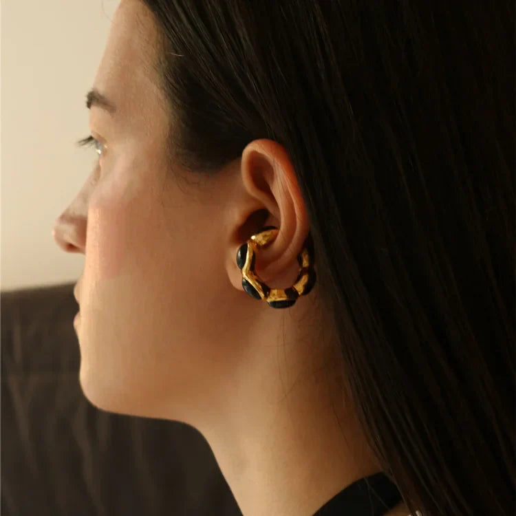 Vergulde Onyx Ring - Celina