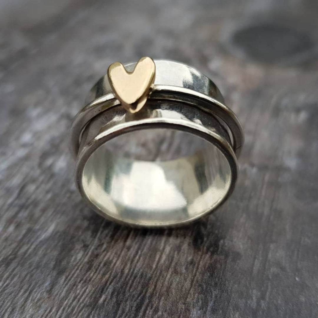 Vintage Zilveren Ring met Gouden Hart - Auryn