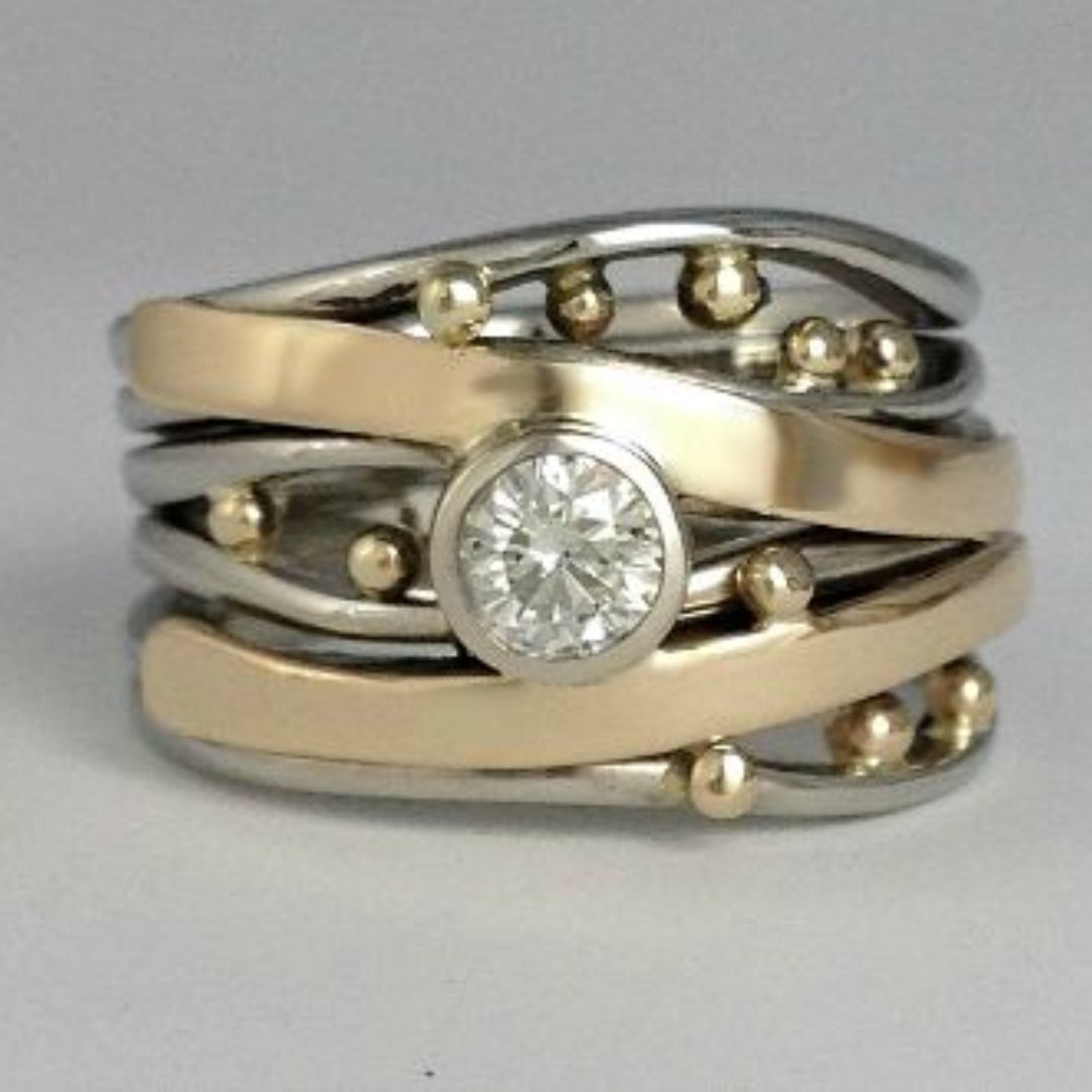 Vintage Gouden Zirkonia Ring - Celia