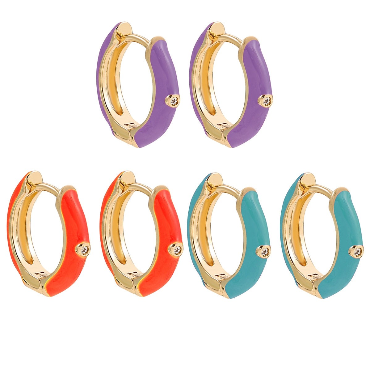 Oorbellen Set 3-delig | Kleurrijke Hoops met Steentjes & Goud