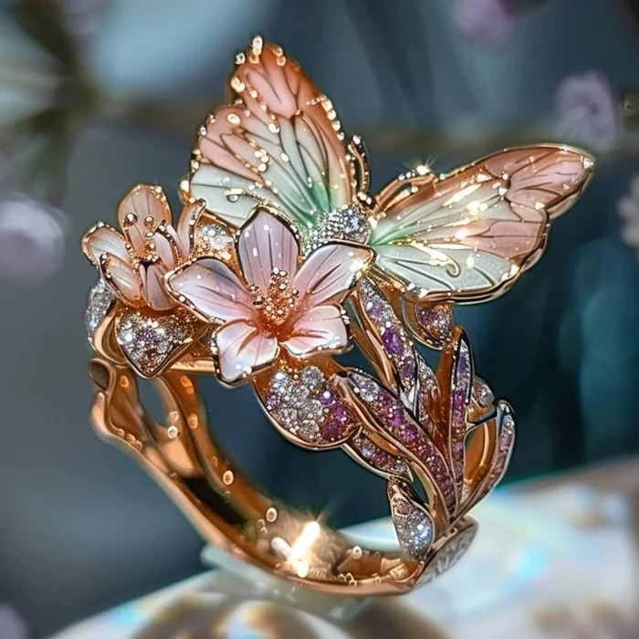 Vintage gouden Brimhaven bloemen ring