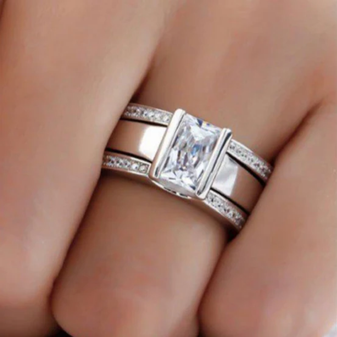 Vintage Ingelegde Glazen Ring