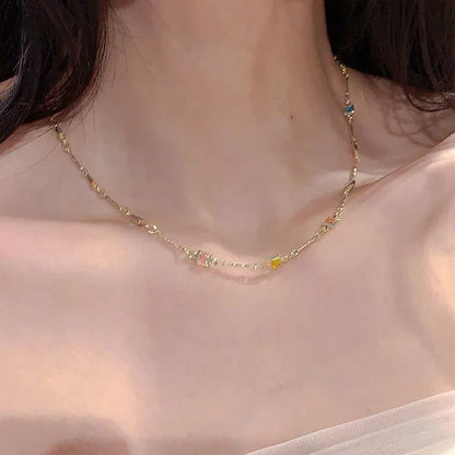 Fijne Gouden/Zilveren Ketting met Kleurrijke Stenen - Ivy