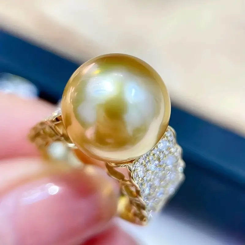 Vintage gouden parel heldere ring
