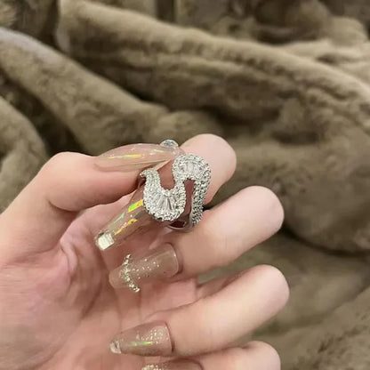 S-Vormige Zilveren Zirkonia Ring - Seraphine