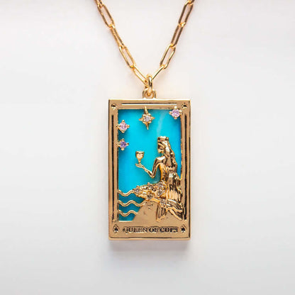 Zirkonia Vergulde Tarot Druppel Hanger Ketting - Amara