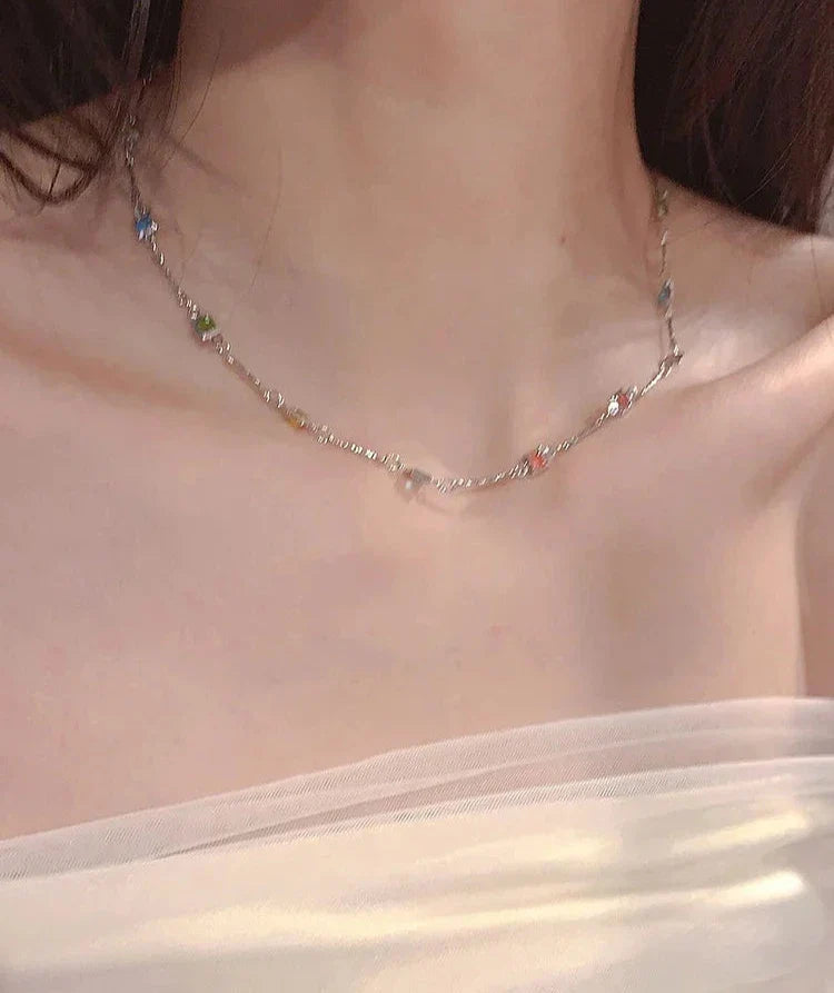 Fijne Gouden/Zilveren Ketting met Kleurrijke Stenen - Ivy