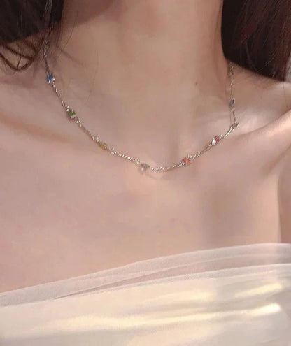 Fijne Gouden/Zilveren Ketting met Kleurrijke Stenen - Ivy