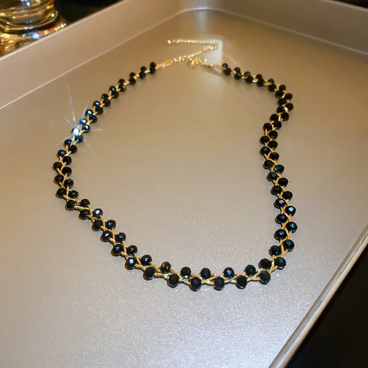Dubbele Kristallen en Parels Ketting - Amira