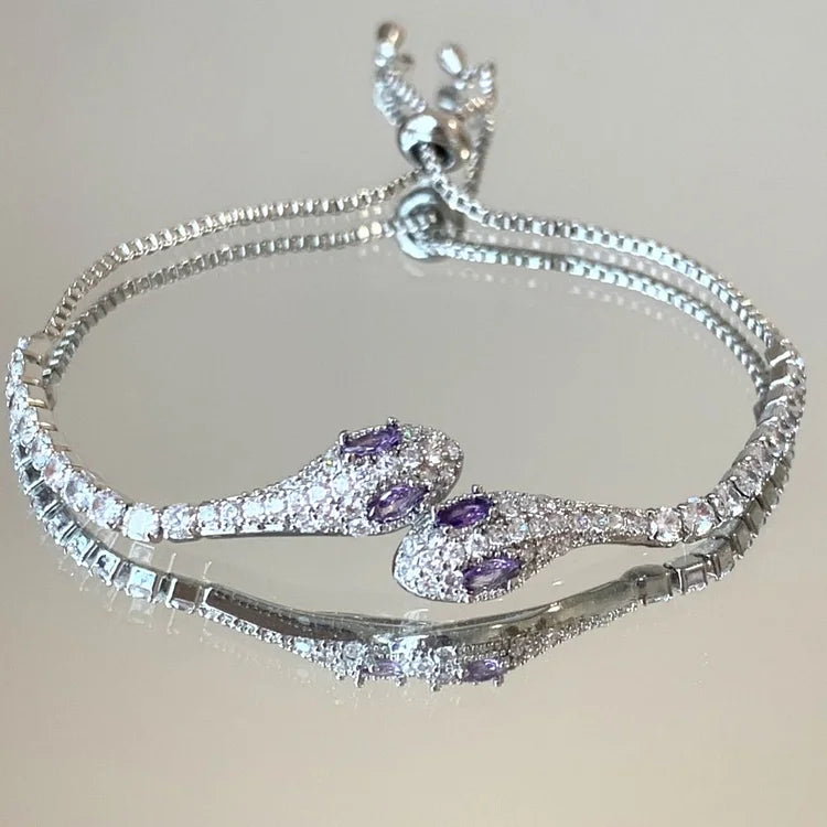 Zilveren Slangenarmband met Zirkonia - Lyra