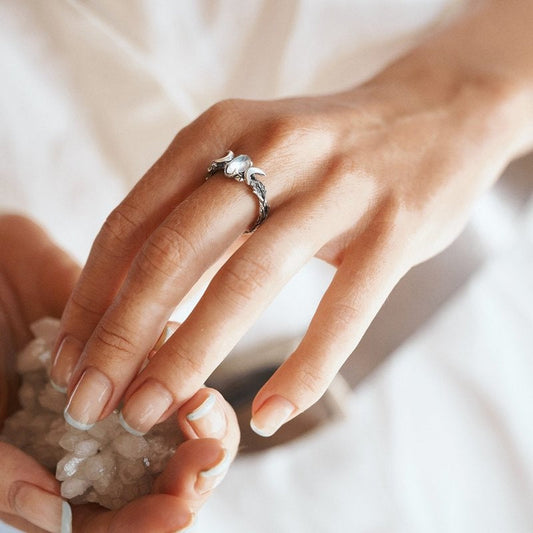 Stijlvolle Maansteen Statement Ring - Iris