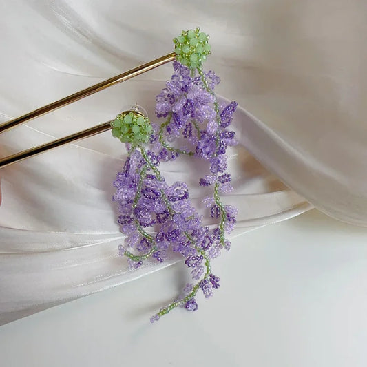 Wisteria Kwast Oorbellen met Bos Thema - Aurelia