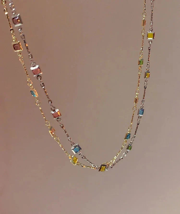 Fijne Gouden/Zilveren Ketting met Kleurrijke Stenen - Ivy