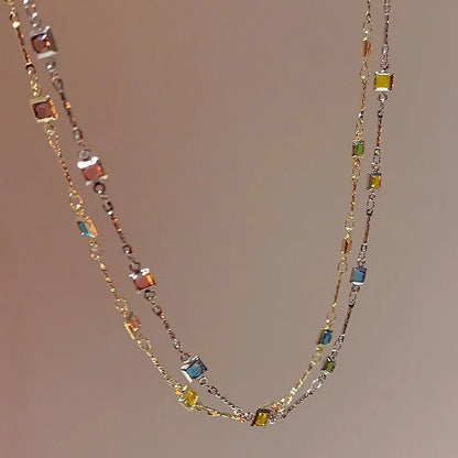 Fijne Gouden/Zilveren Ketting met Kleurrijke Stenen - Ivy