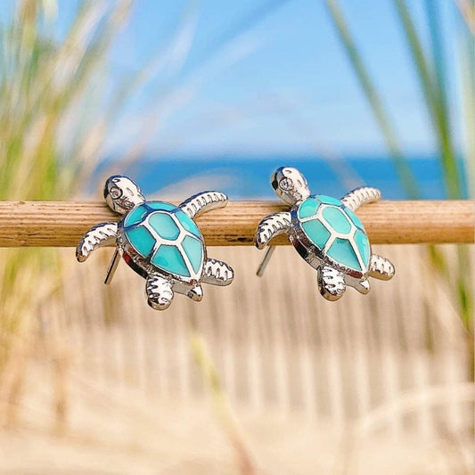 Zee Schildpad Oorbellen van Opaal en Zilver - Elena
