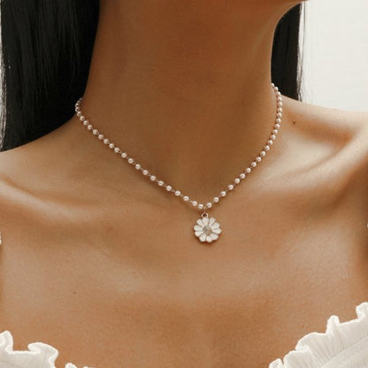 Madeliefje & Parel Hanger Ketting voor Dames - Lara