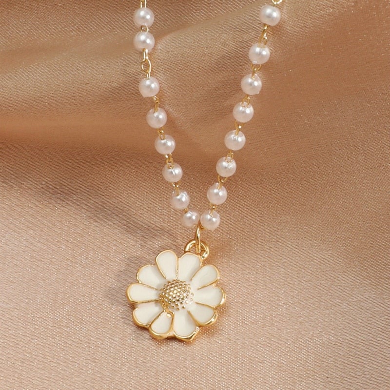 Madeliefje & Parel Hanger Ketting voor Dames - Lara