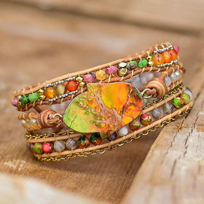 Hamsa Wikkelarmband met Amazonesteen - Zahara