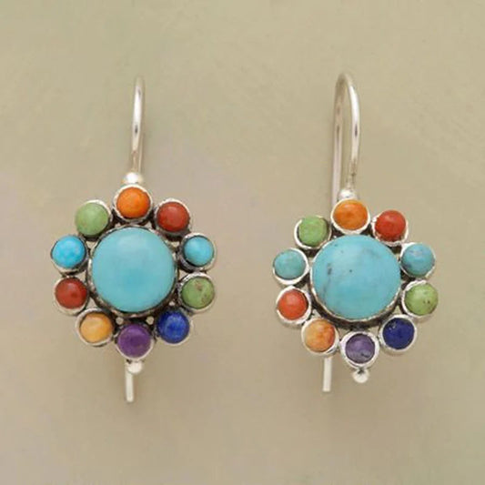 Ronde Turquoise Oorbellen in Kleurrijk Design - Selina