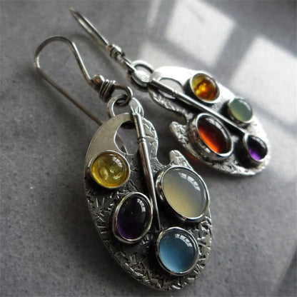 Oorbellen met Meerkleurige Steen Hanger - Levana