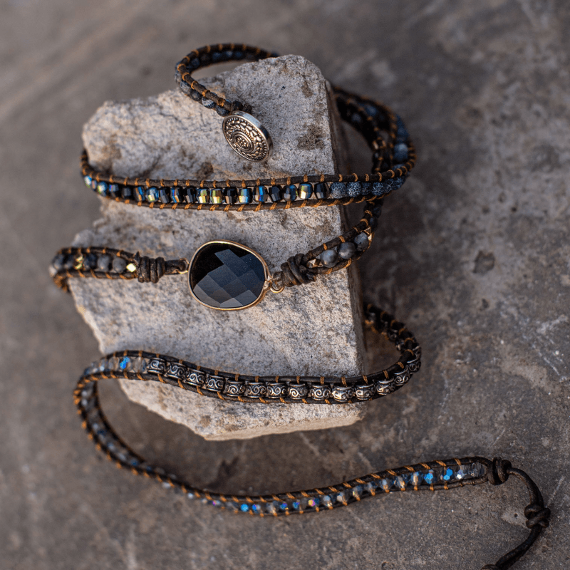 Onyx Maanlicht Beschermende Wikkelarmband - Lunara