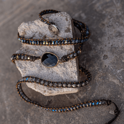 Onyx Maanlicht Beschermende Wikkelarmband - Lunara