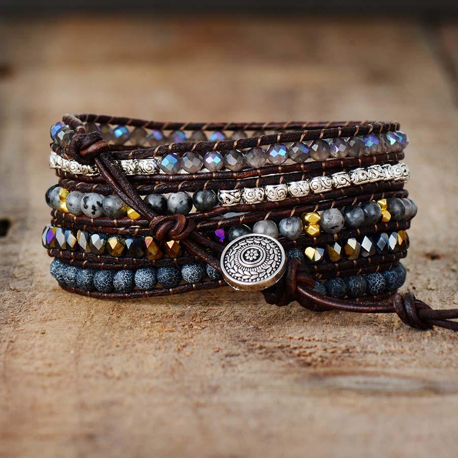 Onyx Maanlicht Beschermende Wikkelarmband - Lunara