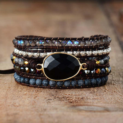Onyx Maanlicht Beschermende Wikkelarmband - Lunara