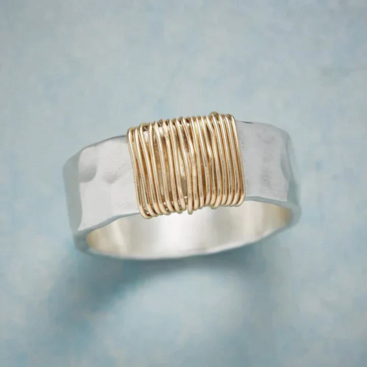 Zilveren Gouden Draden Ring