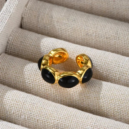 Vergulde Onyx Ring - Celina