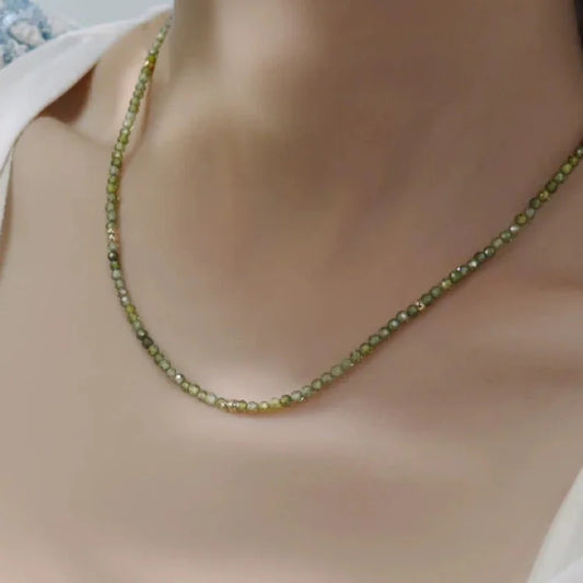 Olijfgroene Zirkonia Ketting - Celeste