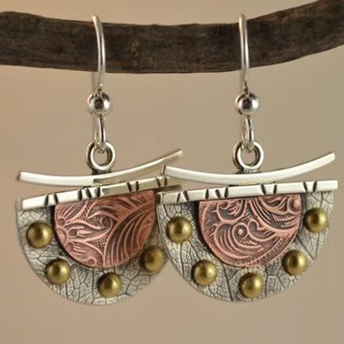 Vintage Bronzen Oorbellen met gouden kralen