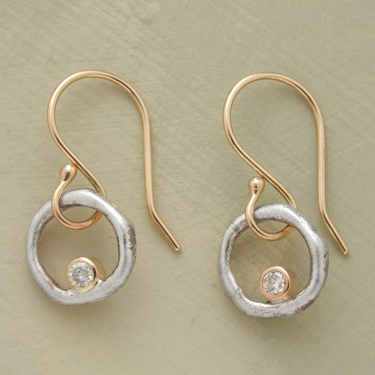 Vintage Goud & Zilver Zirkonia Oorbellen - Seraphina