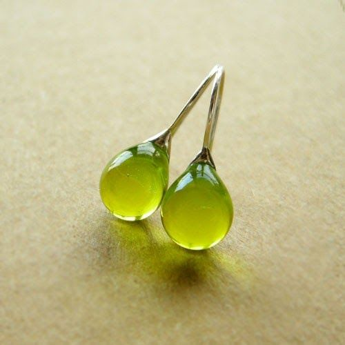 Vintage Olivenglas Oorbellen - Olivia