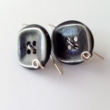 Vintage ronde zwarte knop oorbellen