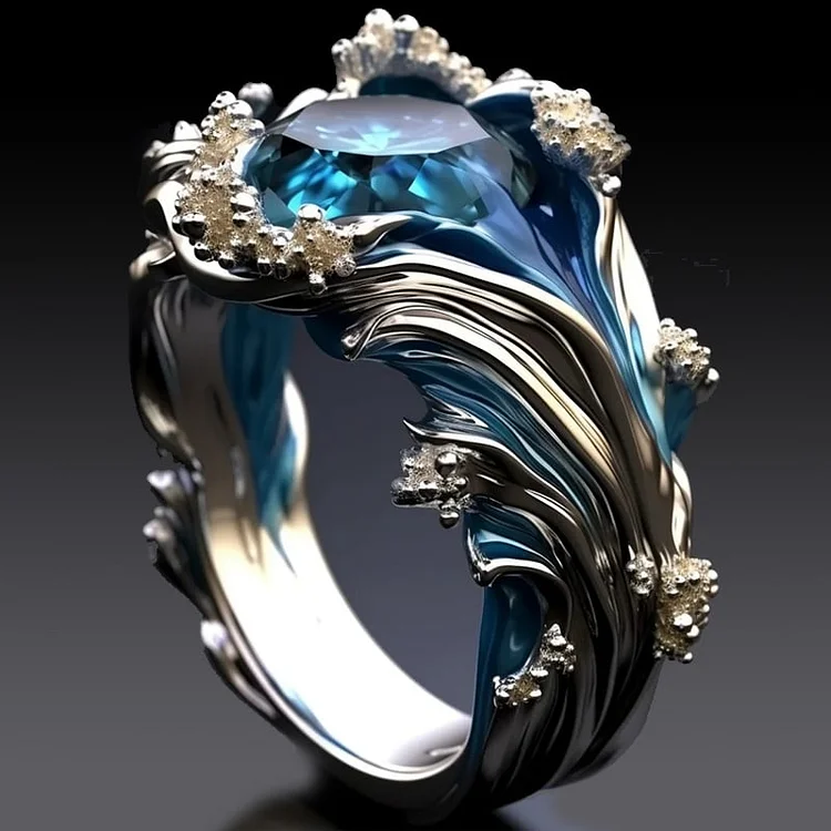 Vintage ring met golvend oceaankristal