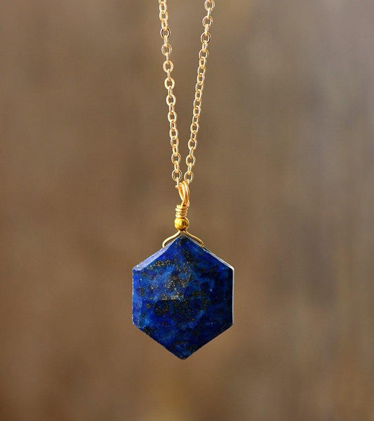 Lapis Lazuli Hexagon Halsketting - Amarielle