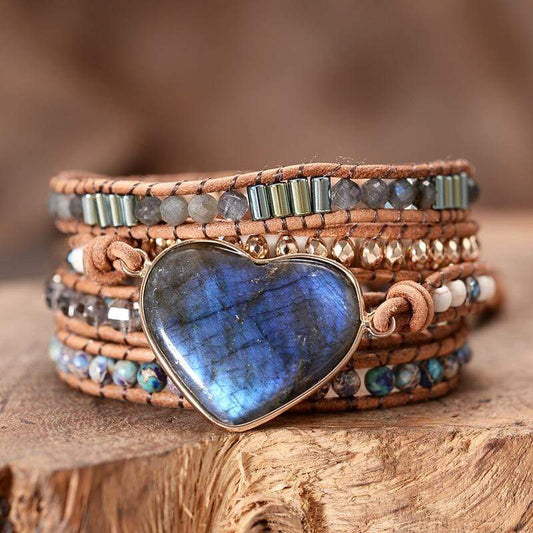 Labradoriet Hart Wikkelarmband - Lunara