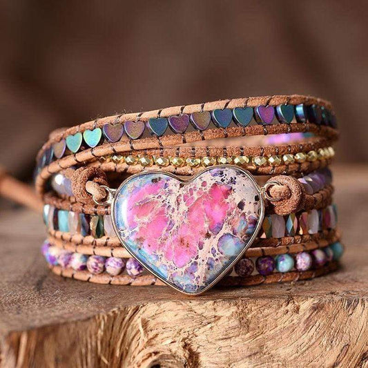 Liefdesbescherming Jaspis Wikkelarmband - Amora