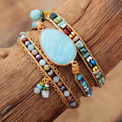 Amazoniet Zeeblauw Wikkelarmband - Marina