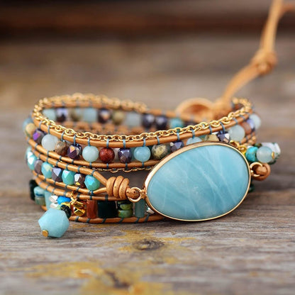 Amazoniet Zeeblauw Wikkelarmband - Marina