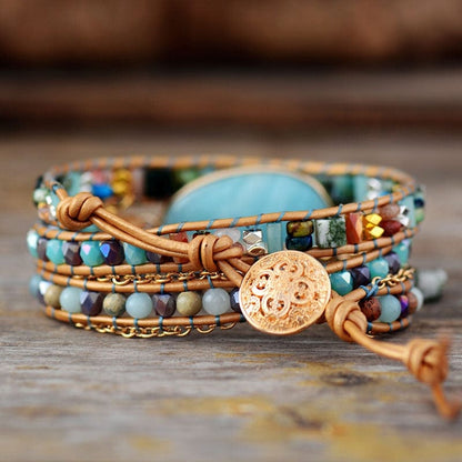 Amazoniet Zeeblauw Wikkelarmband - Marina