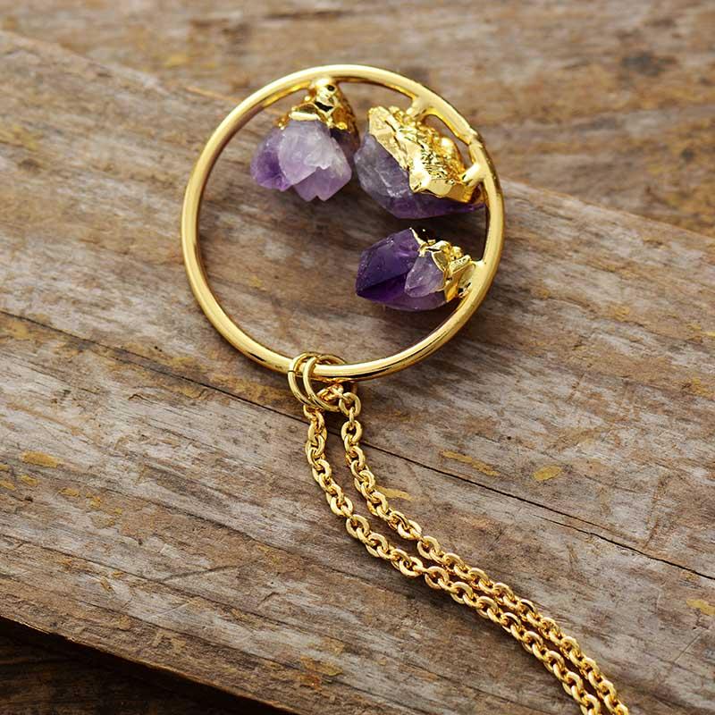 Minimalistische Amethist Ruwe Steen Ketting - Evelyne