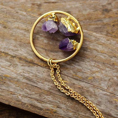 Minimalistische Amethist Ruwe Steen Ketting - Evelyne