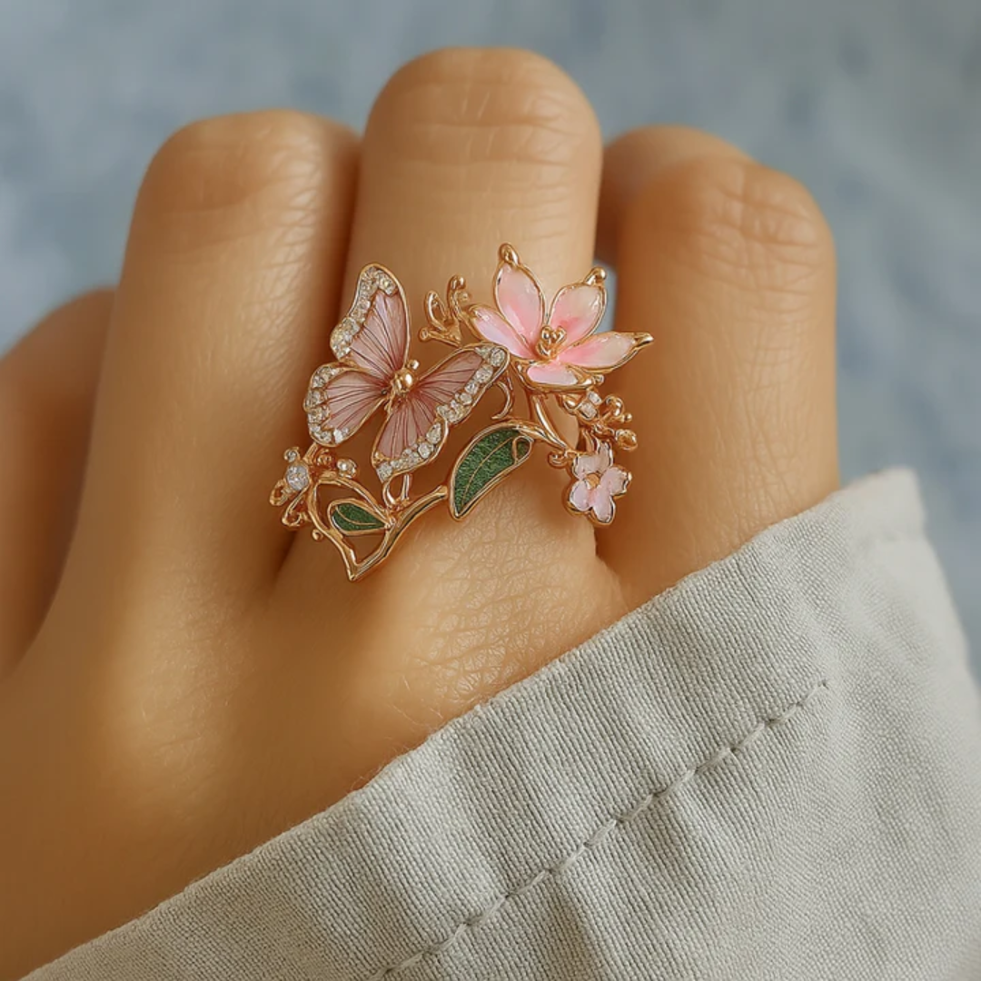 Natuur Helder Vlinder Zirkonia Ring