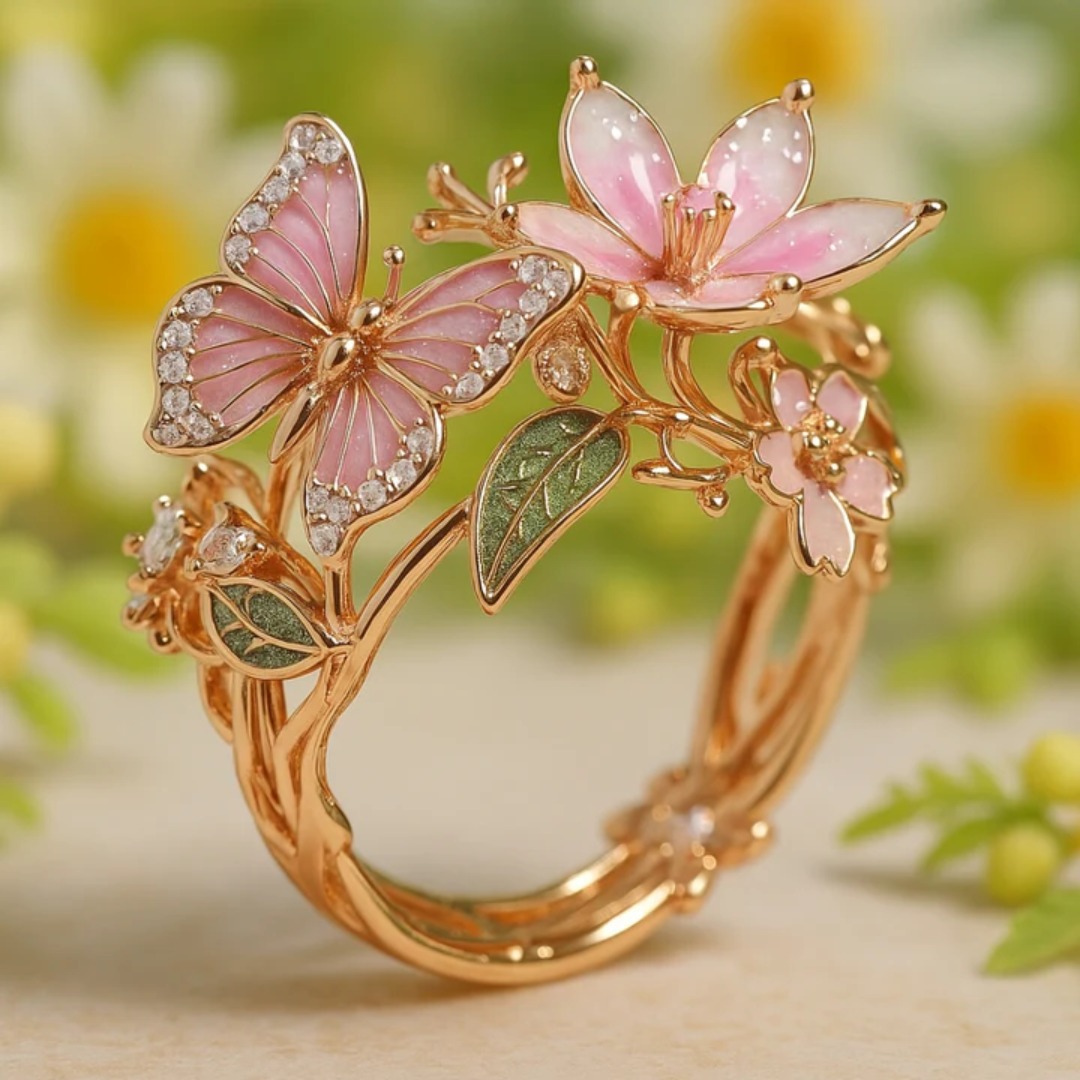 Natuur Helder Vlinder Zirkonia Ring