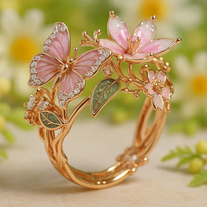 Natuur Helder Vlinder Zirkonia Ring