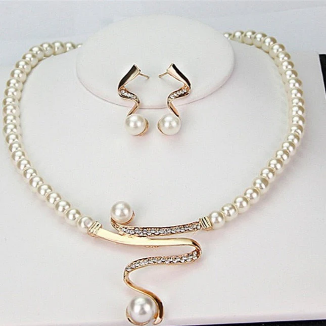 Natuurlijke Parel Ketting + Oorbellen Set